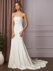 White Mermaid Lace Crepe Back Satin Wedding Dress