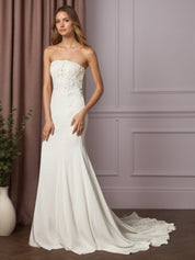 White Mermaid Lace Crepe Back Satin Wedding Dress