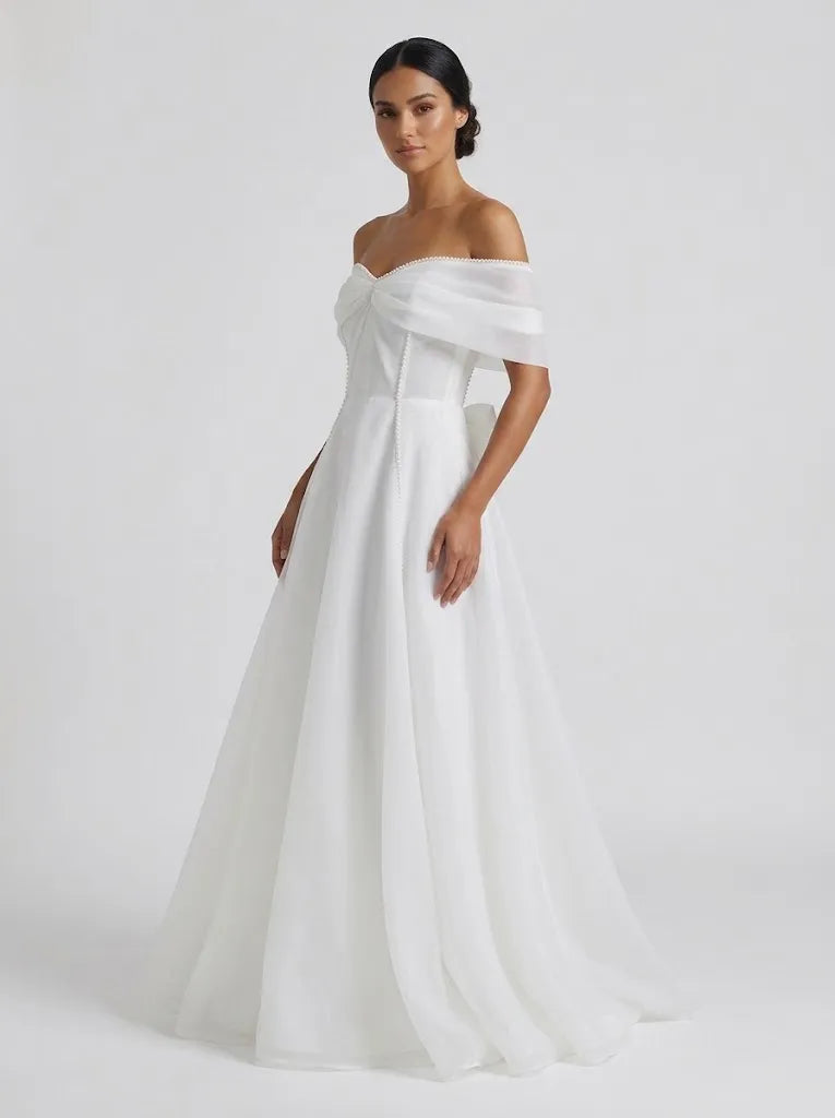 Off-the-Shoulder Organza A-Line Wedding Dress