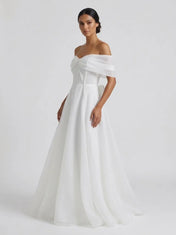 Off-the-Shoulder Organza A-Line Wedding Dress