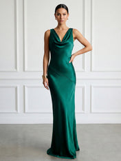 Peacock Blue V Neck Mermaid Maxi Dress Prom Dress