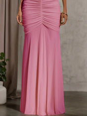 Evening Formal Dress Pink One Shoulder Ruched Maxi Dress