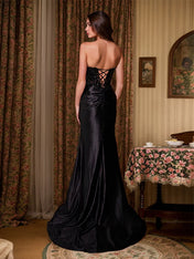 Black Sheath Sweetheart Long Prom Dress With Slit