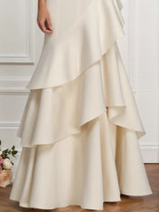 Formal Prom Tiered Maxi Dress White One Shoulder Maxi Dress