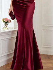 Formal Velvet Dress Burgundy V Neck Maxi Mother of the Bride Dress