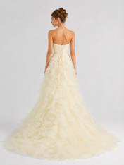 Elegant Ruffled Organza Ball Gown Wedding Dress with Sweep Train