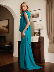 Trumpet/Mermaid One Shoulder Floor Length Stretch Crepe Dress With Bow