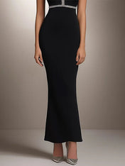 Semi-Formal Party Dress Black Silver Embellished Slim Midi Dress