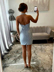 Glamorous Champagne Pearl Beaded Corset Short Homecoming Dress