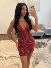 White V Neck Pearl Embellished Short Homecoming Dresses