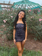 Sparkly Black Straight Across Homecoming Dresses To Impress