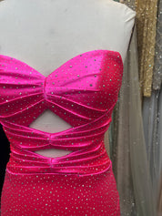 Fuchsia Bodycon Strapless Sweetheart Short Homecoming Dress with Keyholes