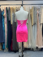 Fuchsia Bodycon Strapless Sweetheart Short Homecoming Dress with Keyholes