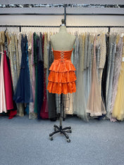 A Line Strapless Sweetheart Satin Homecoming Dress with Keyhole