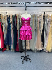 Green A Line Strapless Sweetheart Satin Homecoming Dress with Keyhole