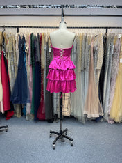 A Line Strapless Sweetheart Satin Homecoming Dress with Keyhole