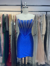 Strapless Fitted Beaded Bodice Short Homecoming Dress