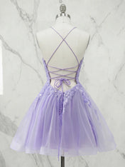 Square Neck Floral Lace A-Line Mini Homecoming Dress