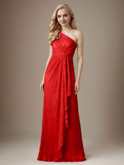 Ruby Sheath One Shoulder Metallic Mesh Dress Mother of the Bride Dress
