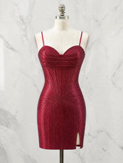 Sweetheart Spaghetti Strap Beaded Mini Dress Homecoming Dresses