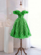 Whimsical Lavender Glitter Tulle Off-the-Shoulder Mini Homecoming Dress