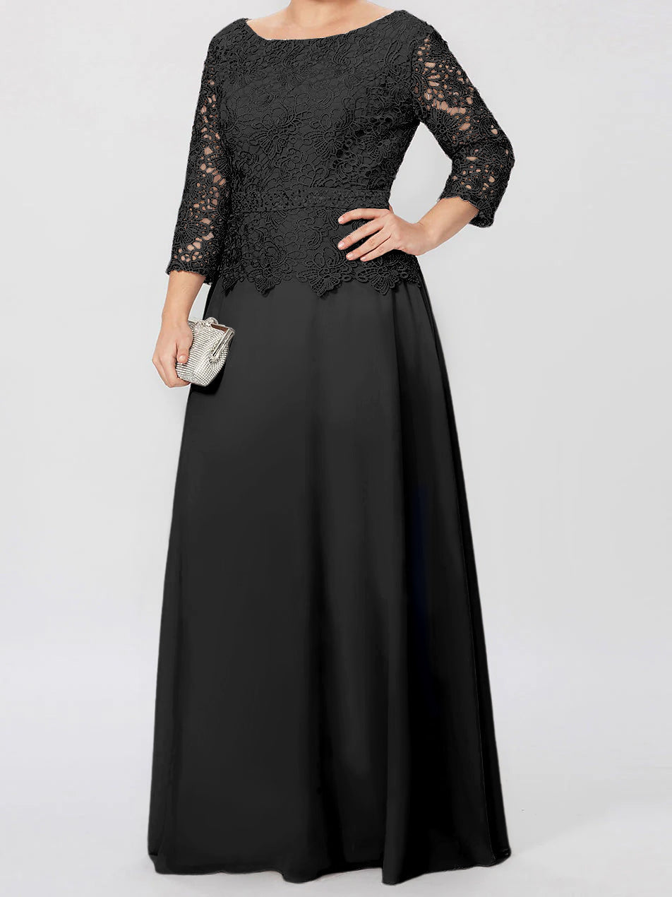 4 Length Sleeves Floor-Length Mother of the Bride Dresses with Applique & Sequins