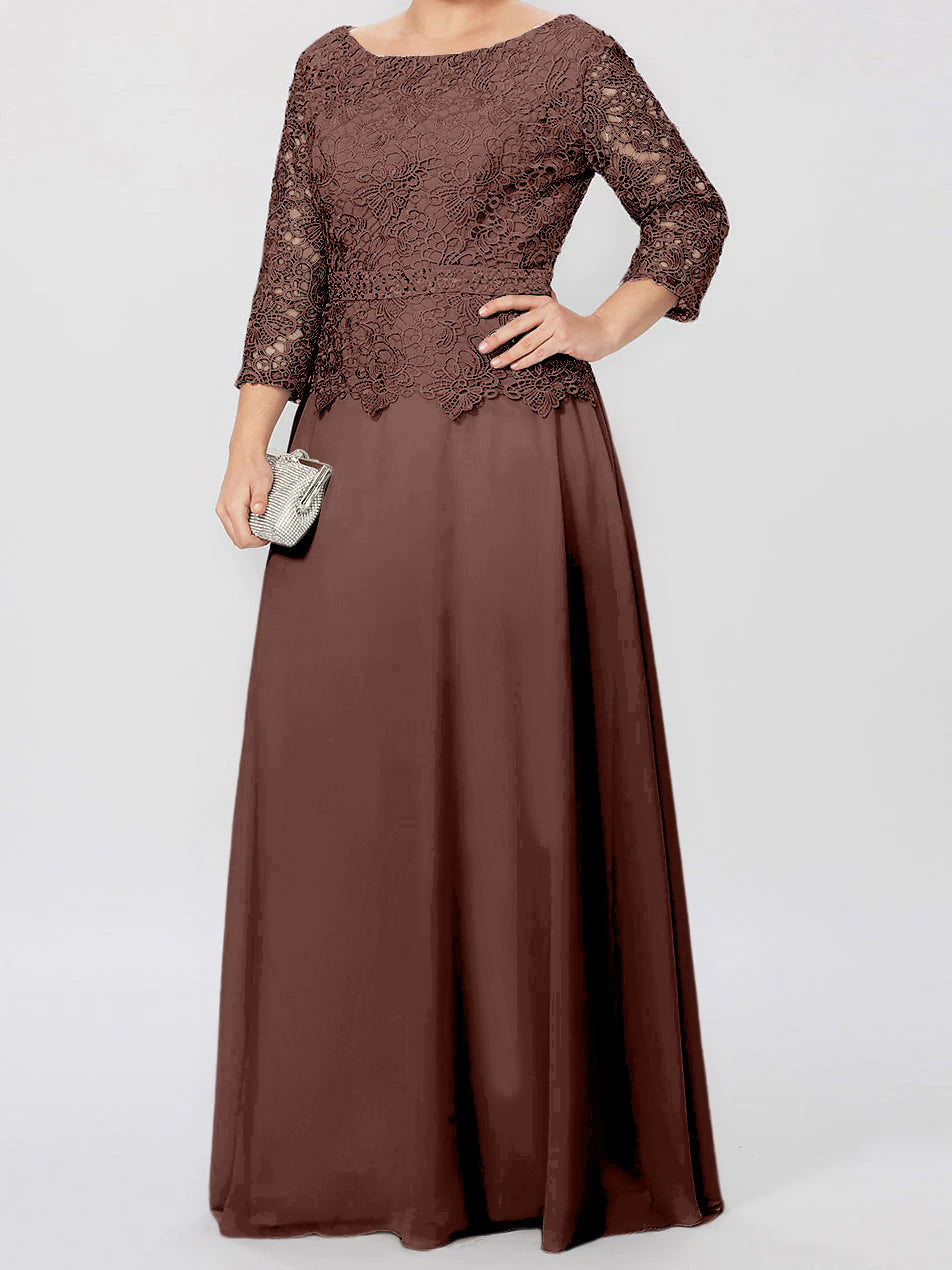 4 Length Sleeves Floor-Length Mother of the Bride Dresses with Applique & Sequins
