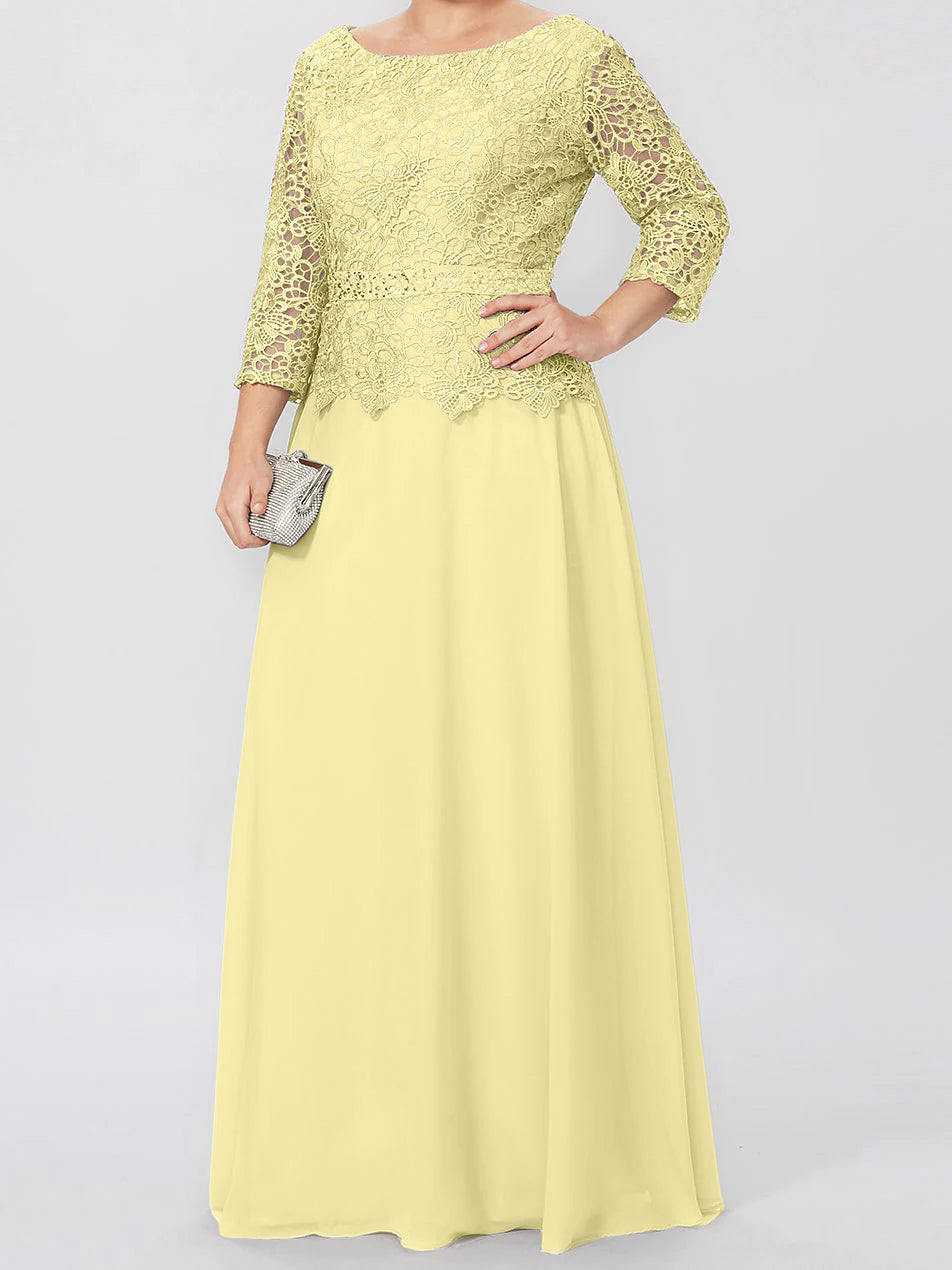 4 Length Sleeves Floor-Length Mother of the Bride Dresses with Applique & Sequins