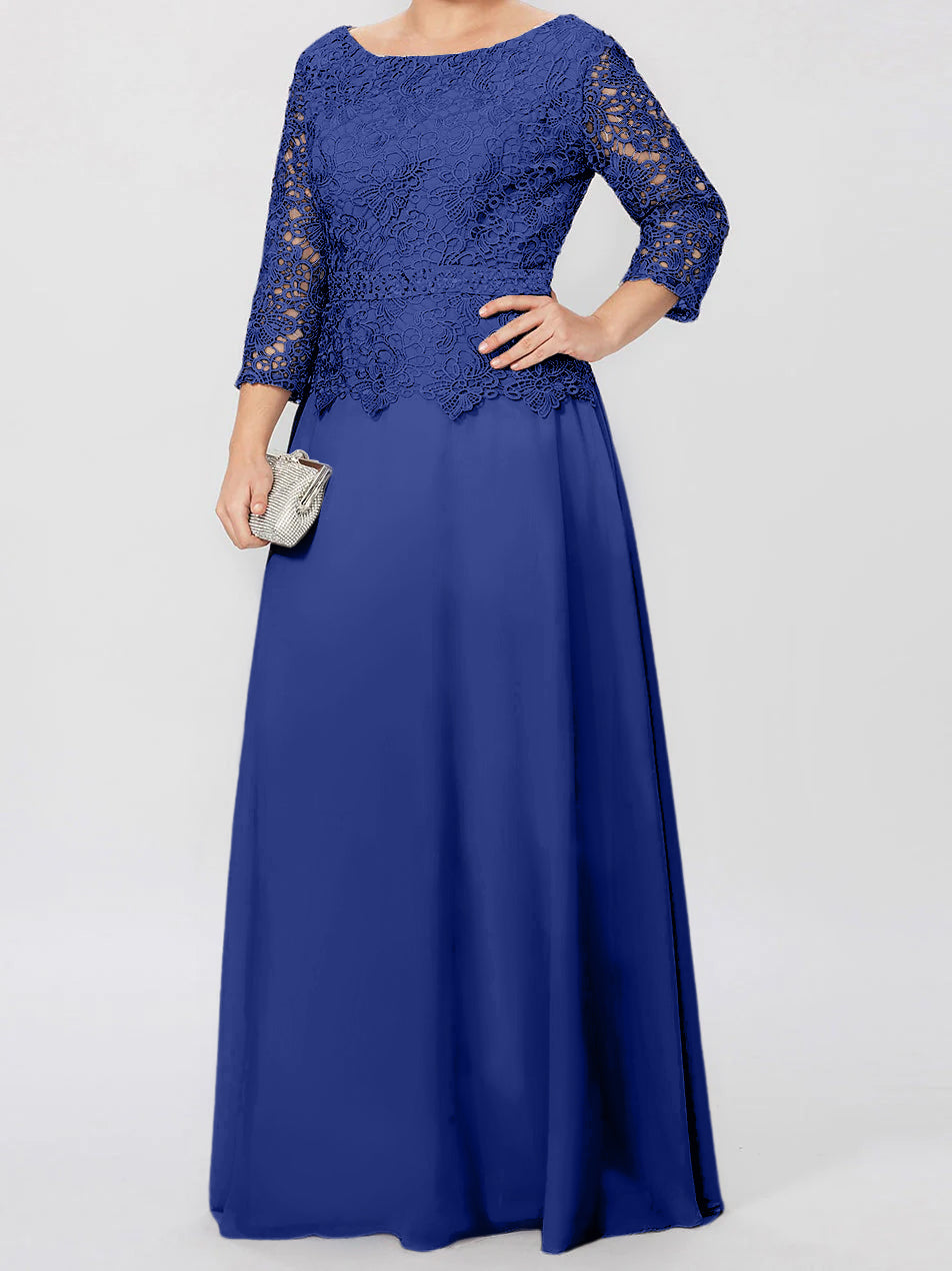 4 Length Sleeves Floor-Length Mother of the Bride Dresses with Applique & Sequins