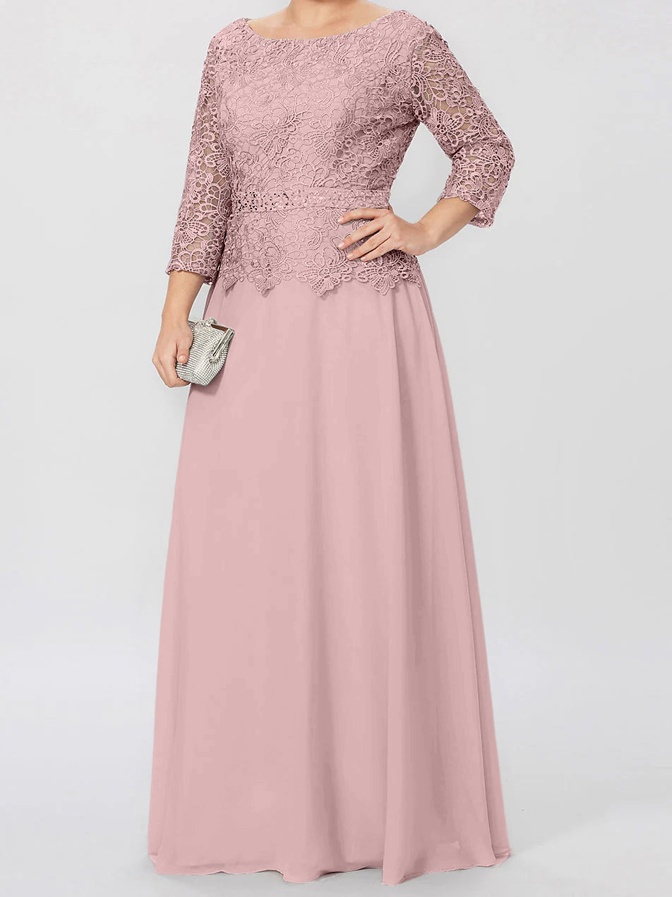 4 Length Sleeves Floor-Length Mother of the Bride Dresses with Applique & Sequins