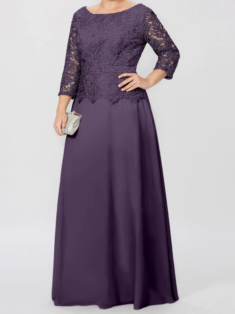 4 Length Sleeves Floor-Length Mother of the Bride Dresses with Applique & Sequins