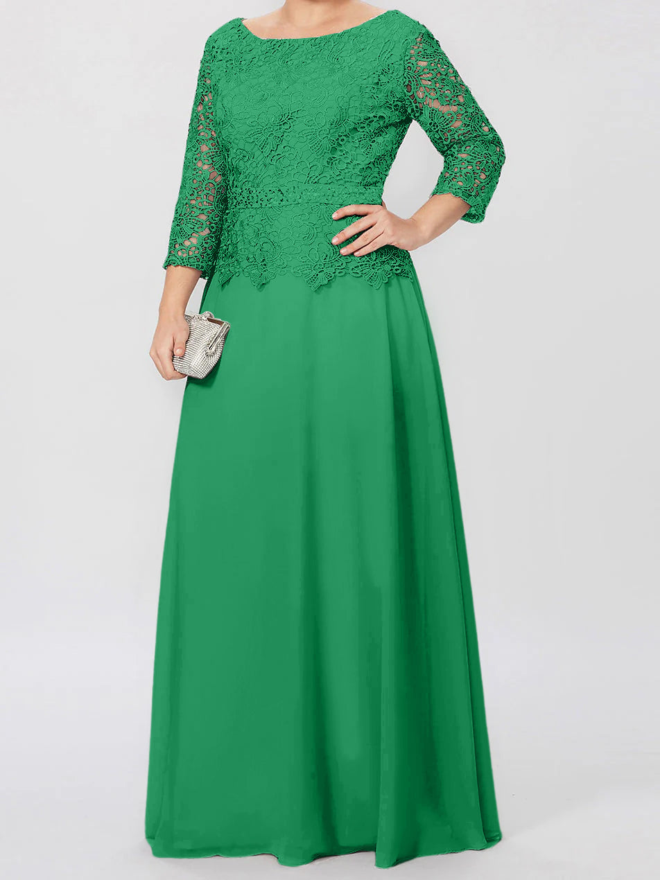 4 Length Sleeves Floor-Length Mother of the Bride Dresses with Applique & Sequins