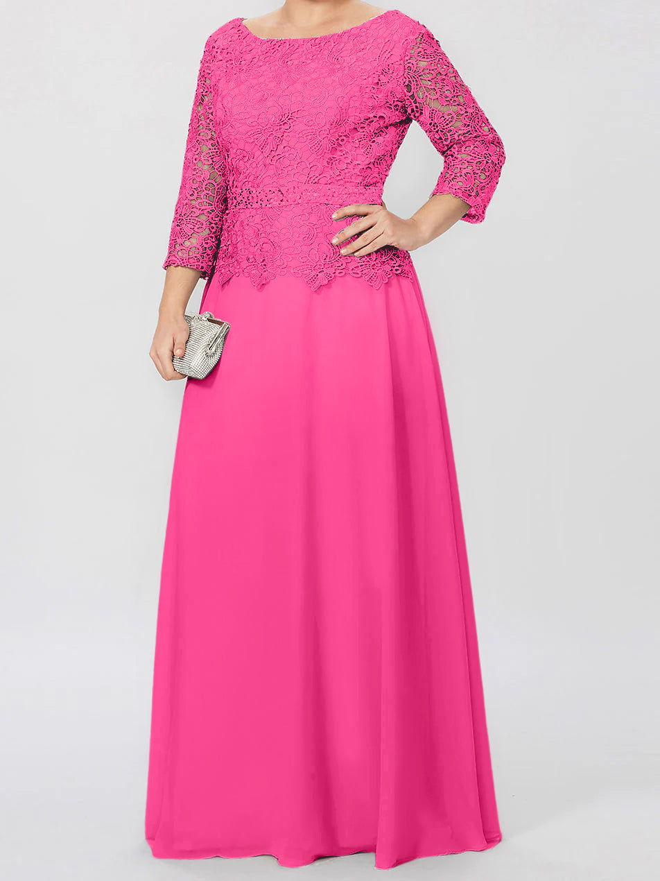 4 Length Sleeves Floor-Length Mother of the Bride Dresses with Applique & Sequins