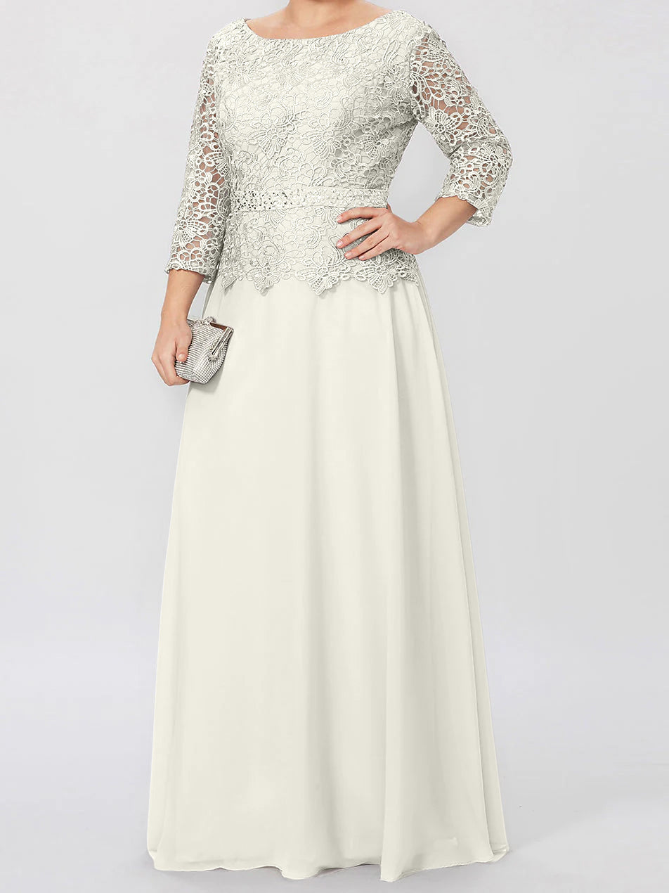 4 Length Sleeves Floor-Length Mother of the Bride Dresses with Applique & Sequins