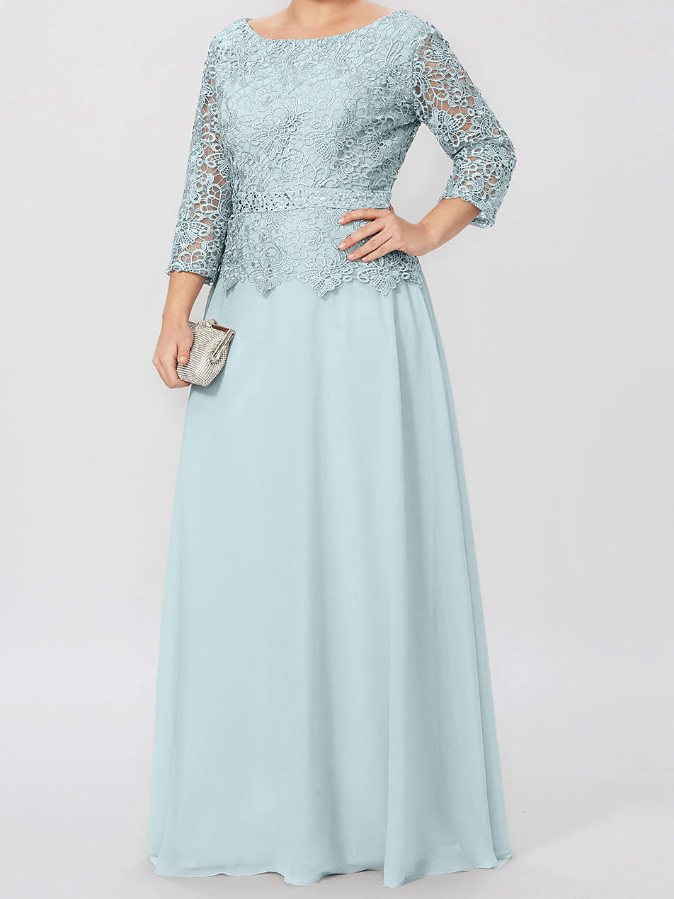 4 Length Sleeves Floor-Length Mother of the Bride Dresses with Applique & Sequins