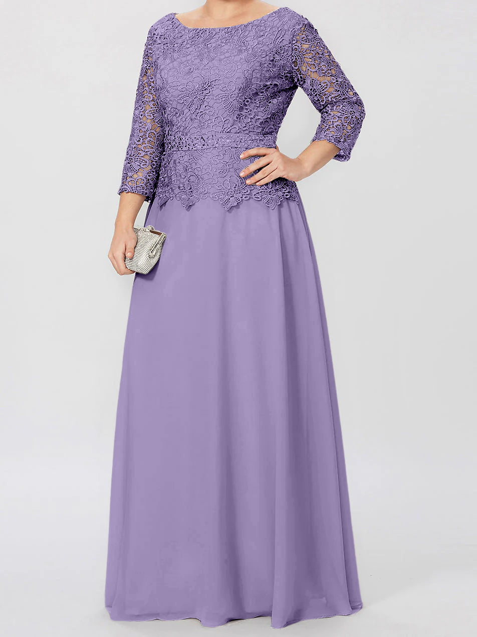 4 Length Sleeves Floor-Length Mother of the Bride Dresses with Applique & Sequins