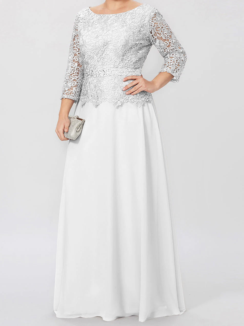 4 Length Sleeves Floor-Length Mother of the Bride Dresses with Applique & Sequins