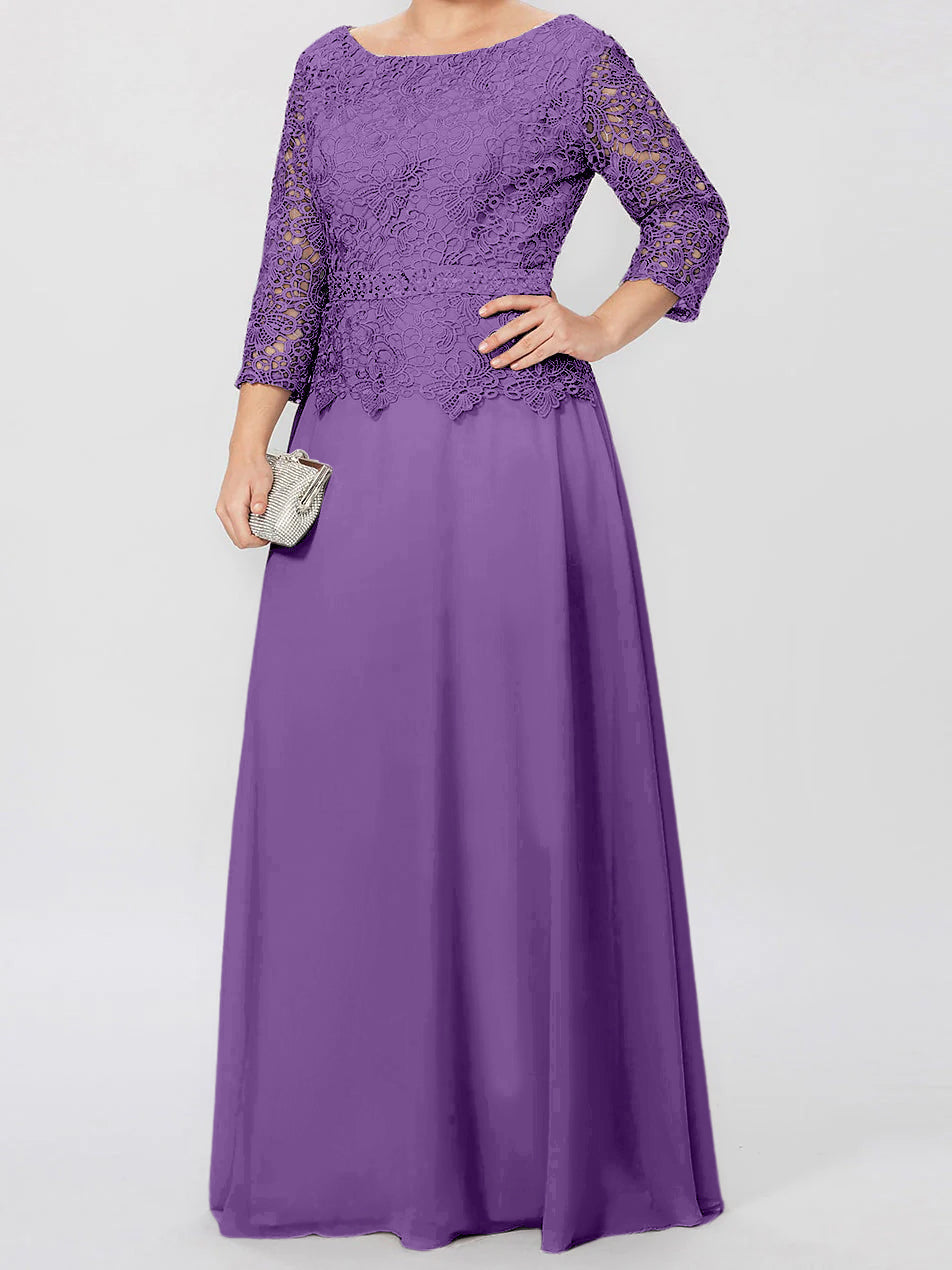 4 Length Sleeves Floor-Length Mother of the Bride Dresses with Applique & Sequins