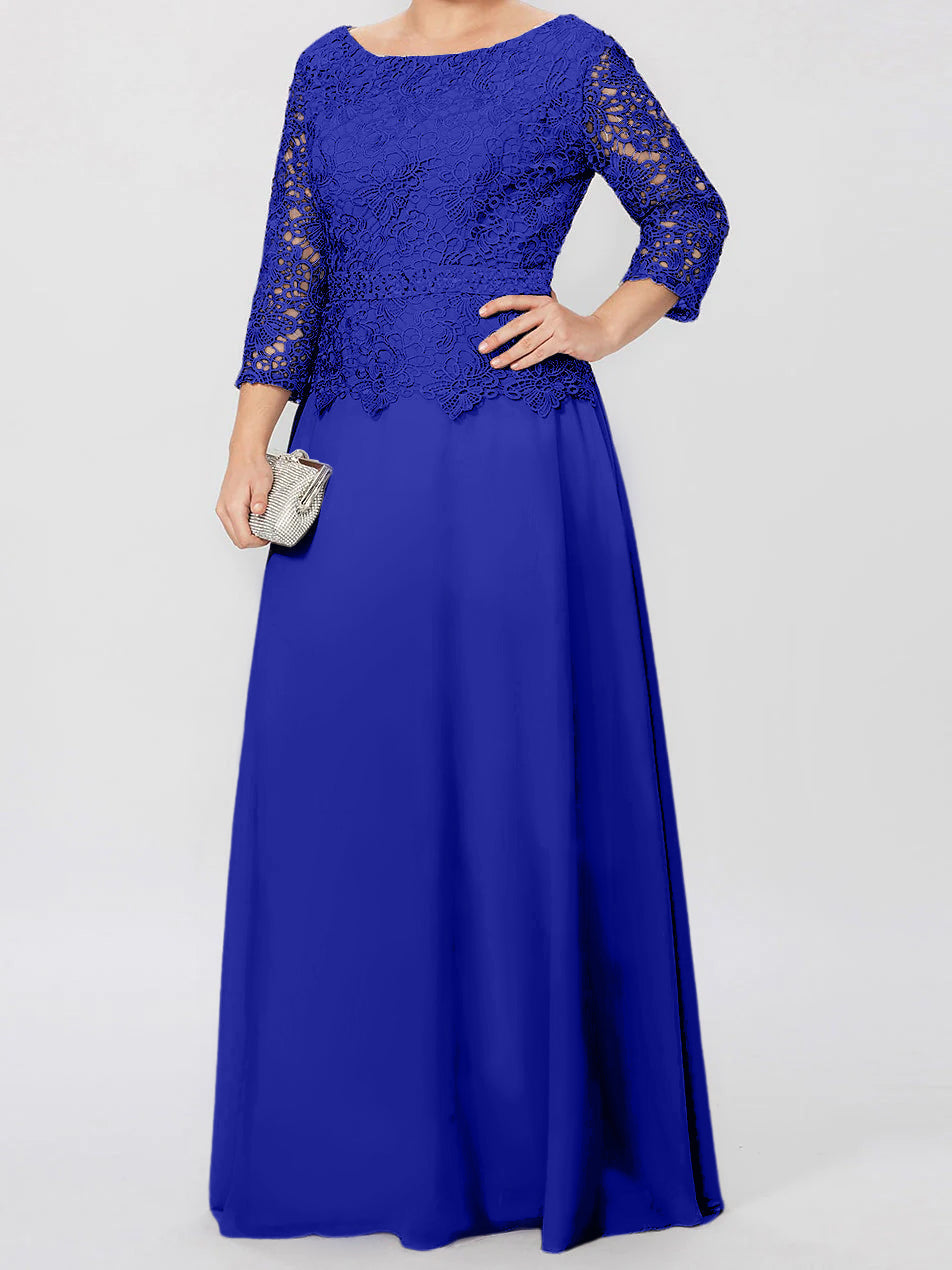 4 Length Sleeves Floor-Length Mother of the Bride Dresses with Applique & Sequins