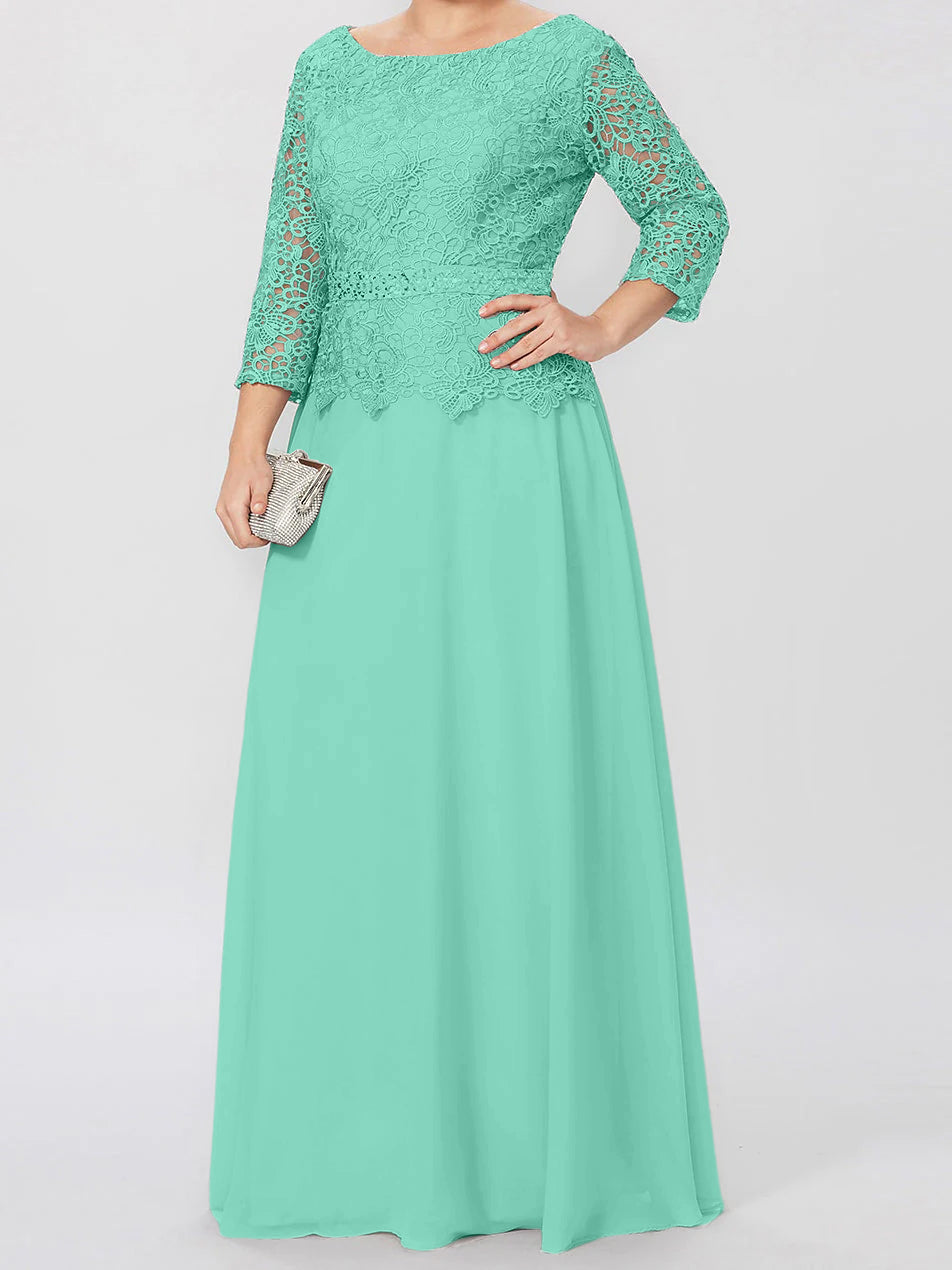 4 Length Sleeves Floor-Length Mother of the Bride Dresses with Applique & Sequins