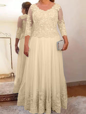 A-Line/Princess Tulle Mother of the Bride Dresses with Applique