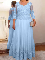 A-Line/Princess Tulle Mother of the Bride Dresses with Applique