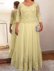 A-Line/Princess Tulle Mother of the Bride Dresses with Applique