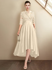 Sheath/Column V-Neck Tea-Length Mother of the Bride Dresses