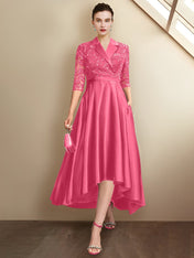 Sheath/Column V-Neck Tea-Length Mother of the Bride Dresses