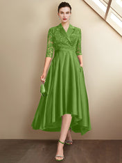 Sheath/Column V-Neck Tea-Length Mother of the Bride Dresses