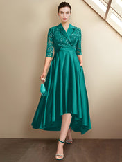 Sheath/Column V-Neck Tea-Length Mother of the Bride Dresses
