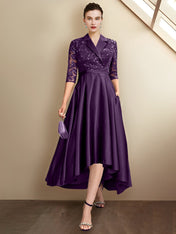 Sheath/Column V-Neck Tea-Length Mother of the Bride Dresses