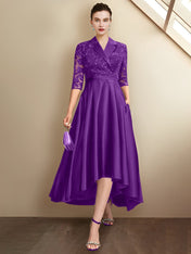 Sheath/Column V-Neck Tea-Length Mother of the Bride Dresses