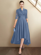 Sheath/Column V-Neck Tea-Length Mother of the Bride Dresses